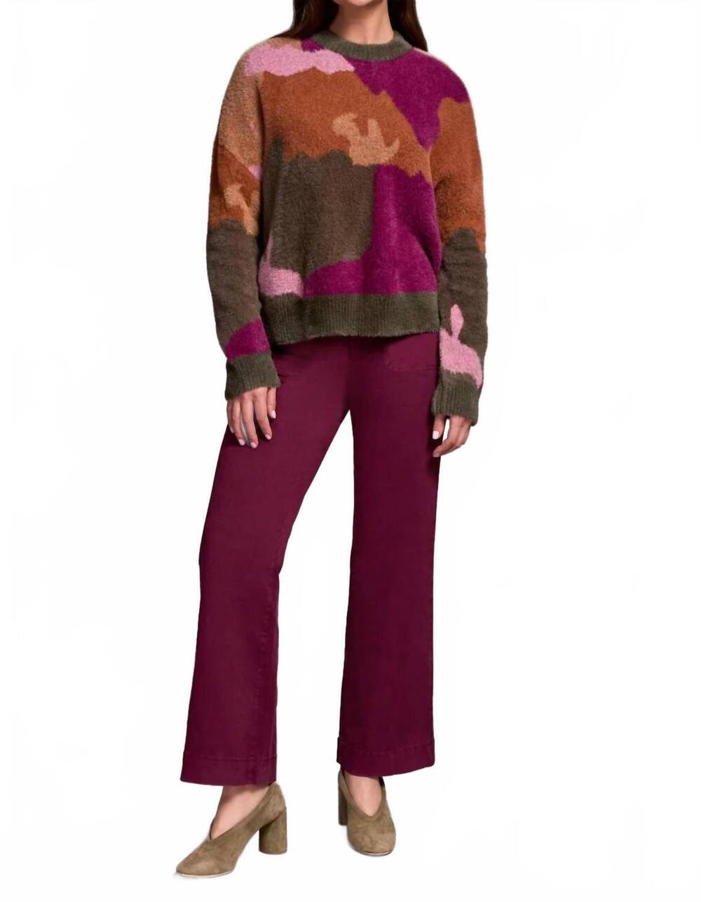 NEW TRIBAL fenna fuzzy intarsia sweater in multi gingerspice